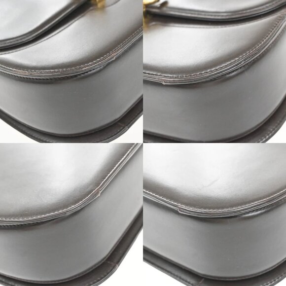 GUCCI Logo Horse Shoe Hand Bag Leather Brown GHW Italy - Picture 7 of 14